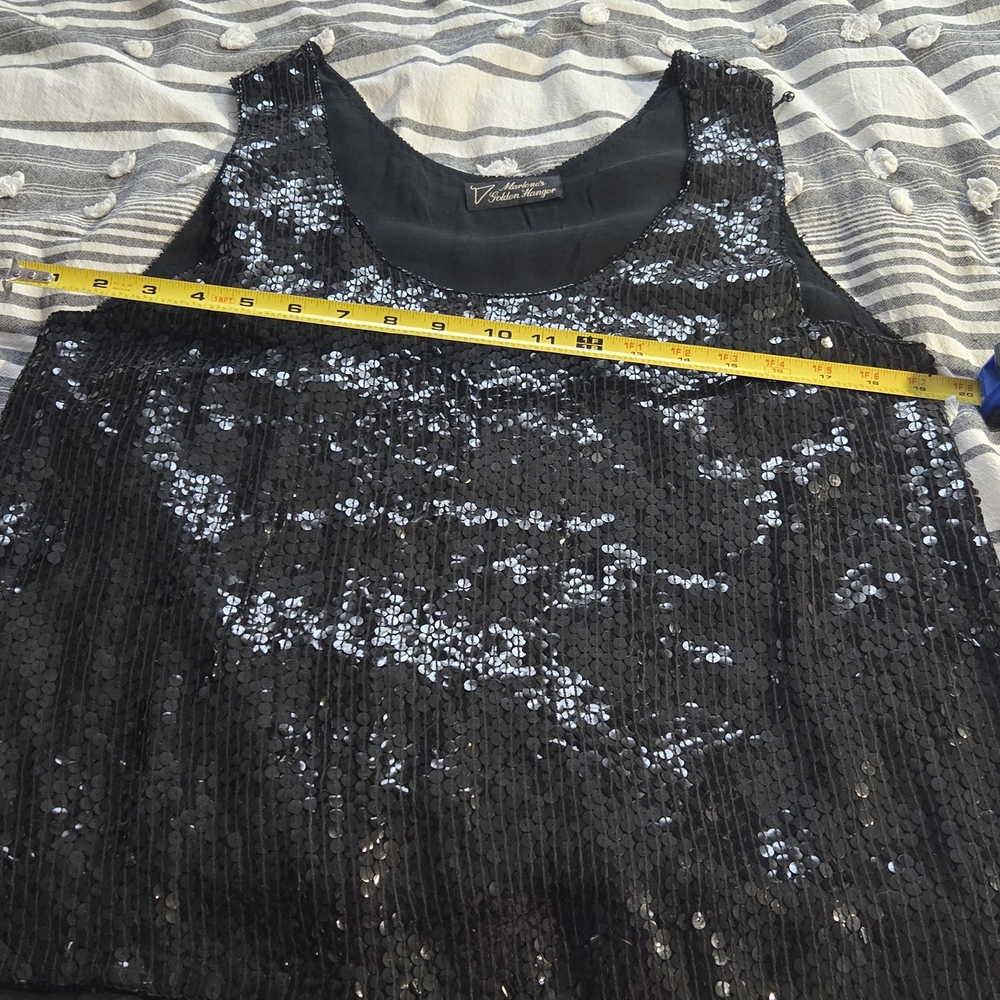 Vintage Black Sequin Tank Top